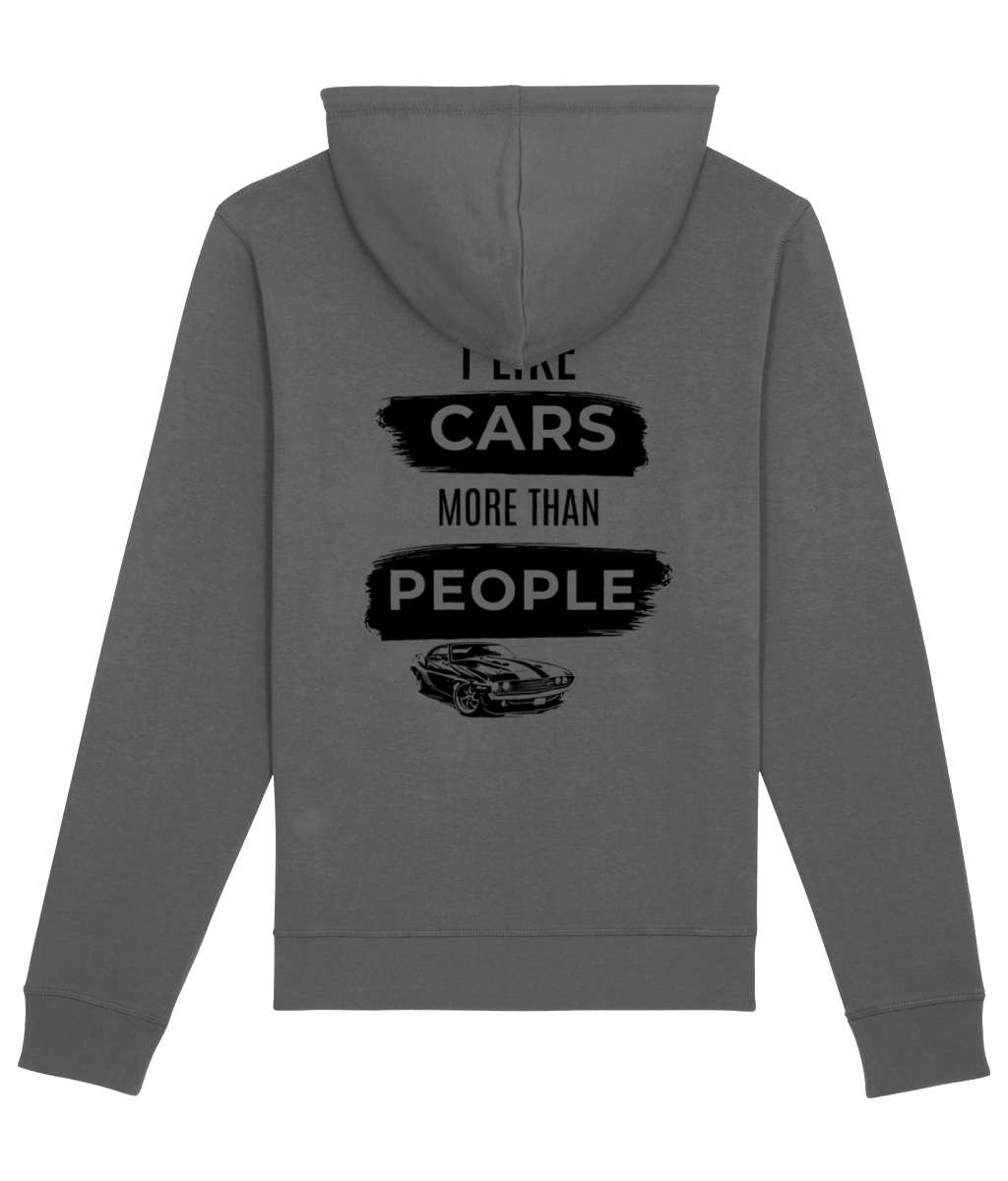 Hoodie i like cars more than people anthracite