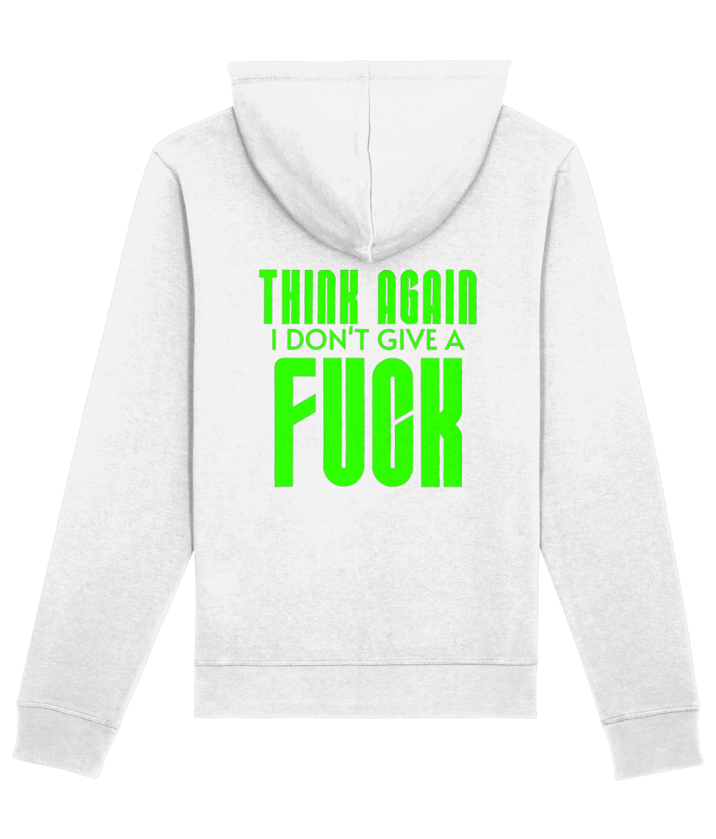 Witte hoodie met groene think again i don't give a fuck P&R Design vergelijkbaar met nike-stijl