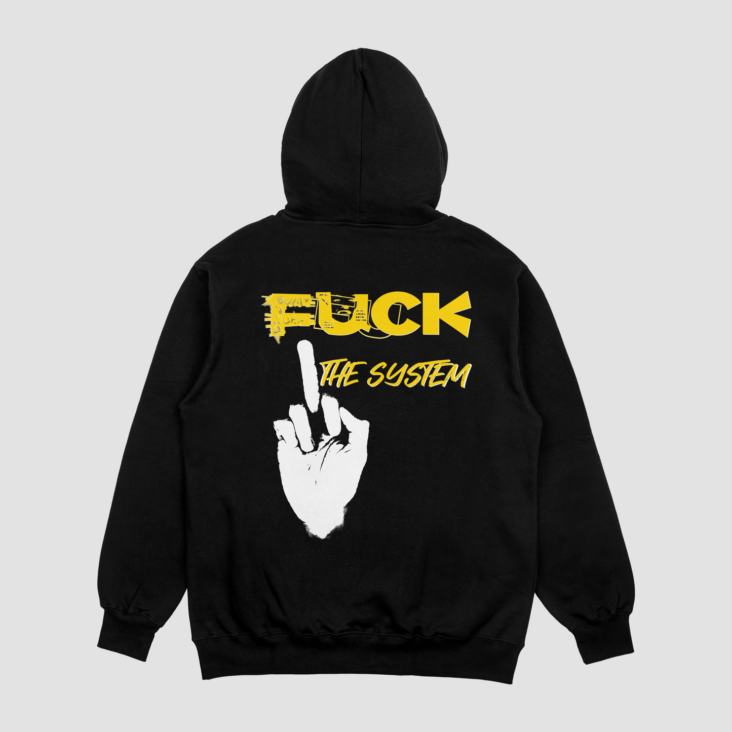 Hoodie Fuck the system, yellow