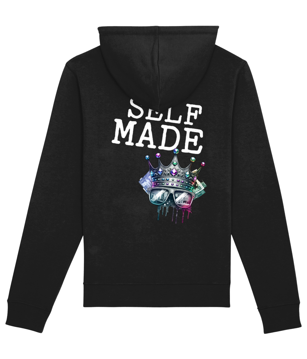 Zwarte hoodie met self made tekst van P&R Design vergelijkbaar met Puma-stijl