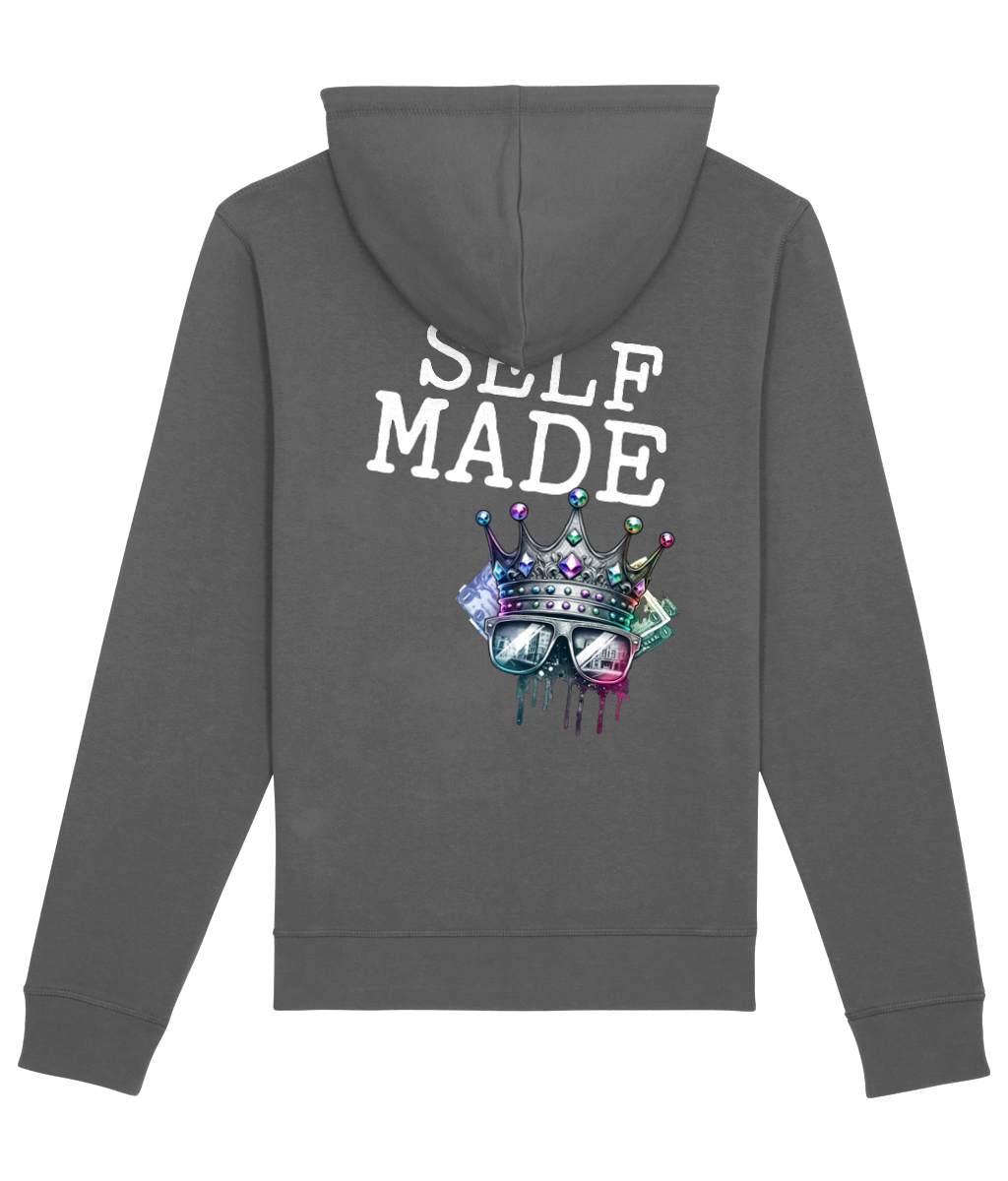 antraciete hoodie met self made tekst van P&R Design vergelijkbaar met Puma-stijl