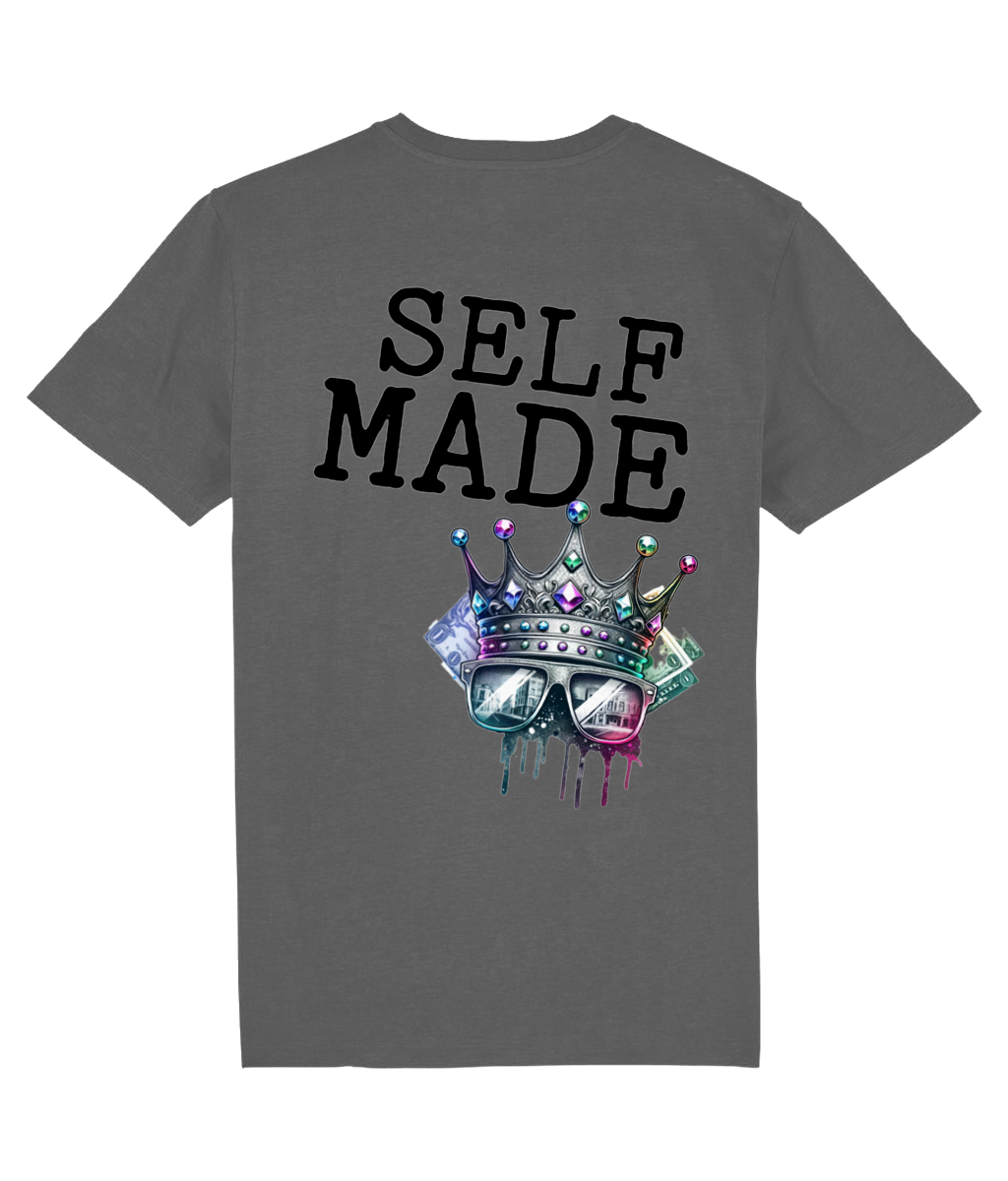 antraciete t-shirt met self made tekst van P&R Design vergelijkbaar met Nike-stijl