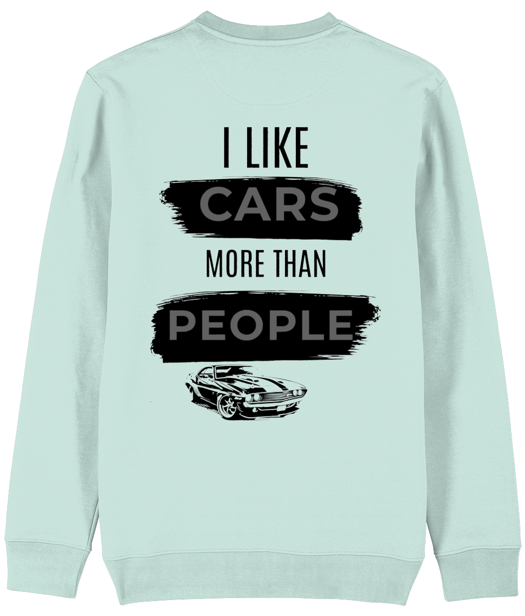 Trui i like cars more than people caribbean blue